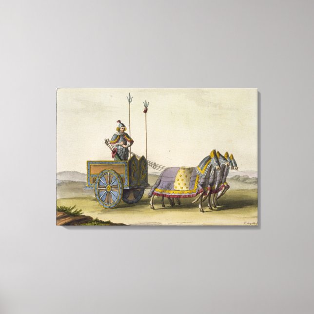 Kinesisk Chariot i Krig från Le Costume Anci Canvastryck (Framsida)