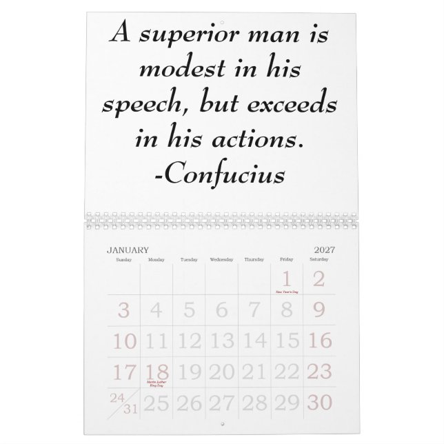 Kinesisk Confuciankalender för nytt år Kalender (Jan 2027)