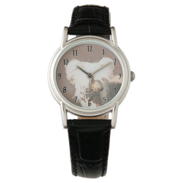 Kinesisk Crested Hairless Målning Original Hundkon Armbandsur (Framsida)