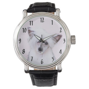 Kinesisk Crested Powderpuff-målning - Hundkonst Armbandsur
