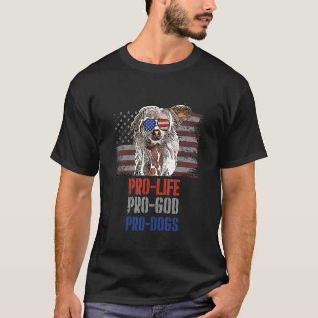 Kinesisk Crested Pro Life Pro God Pro Hundar T Shirt (Framsida)