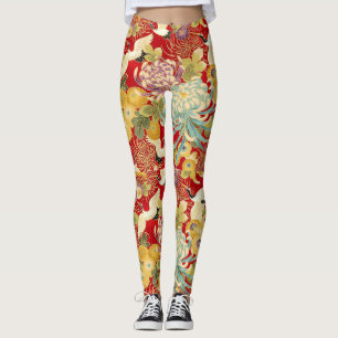 Kinesisk damasker för blom- tryck leggings