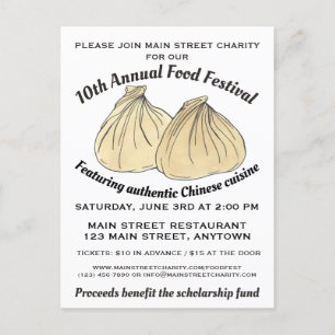 Kinesisk dim Sum Shumai Dumplings Food Festival Inbjudan Vykort