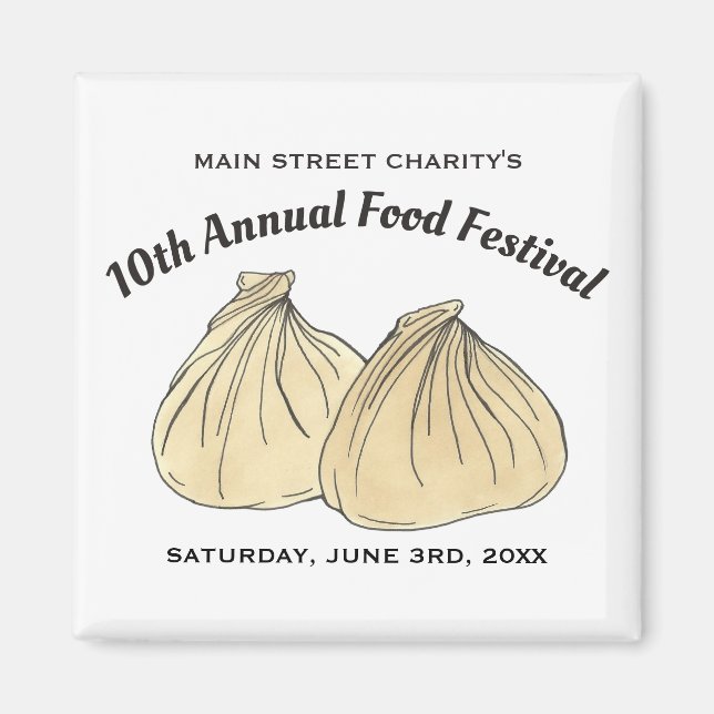 Kinesisk dim Sum Shumai Dumplings Food Festival Magnet (Framsidan)