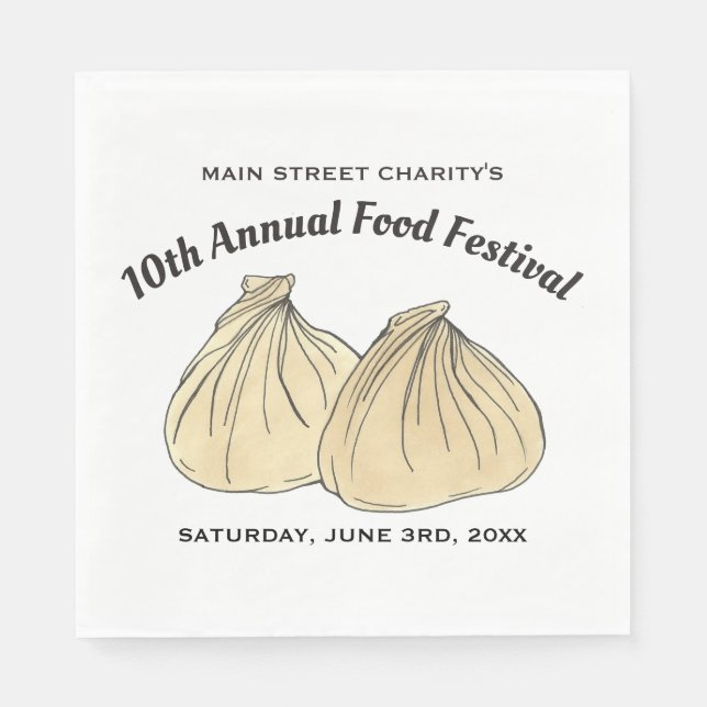 Kinesisk dim Sum Shumai Dumplings Food Festival Pappersservett (Framsidan)