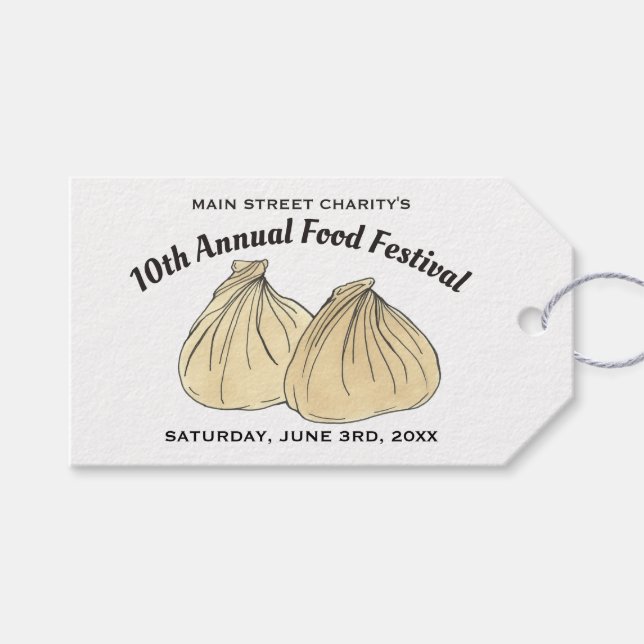 Kinesisk dim Sum Shumai Dumplings Food Festival Presentetikett (Framsidan (Horisontell))