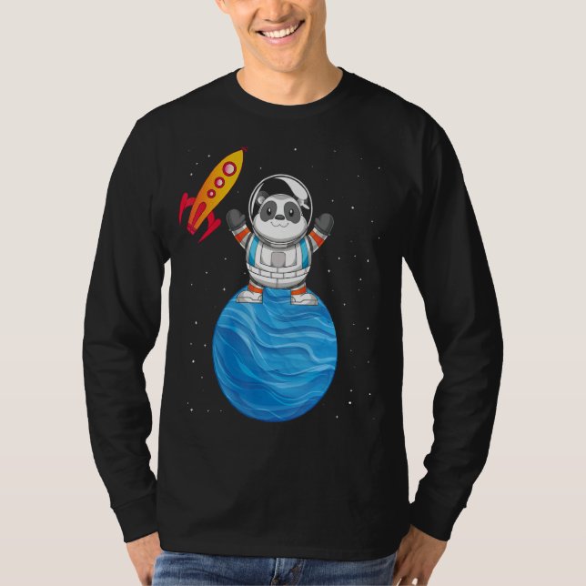 Kinesisk djurutrymmesresa Panda Astronaut T Shirt (Framsida)