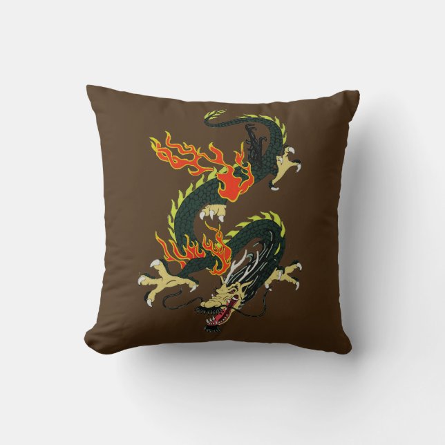 Kinesisk dragon Black Dekorativ kudde (Framsida)