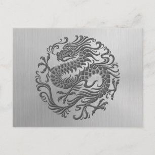 Kinesisk Dragon Circle with Stainless Steel Effect Vykort
