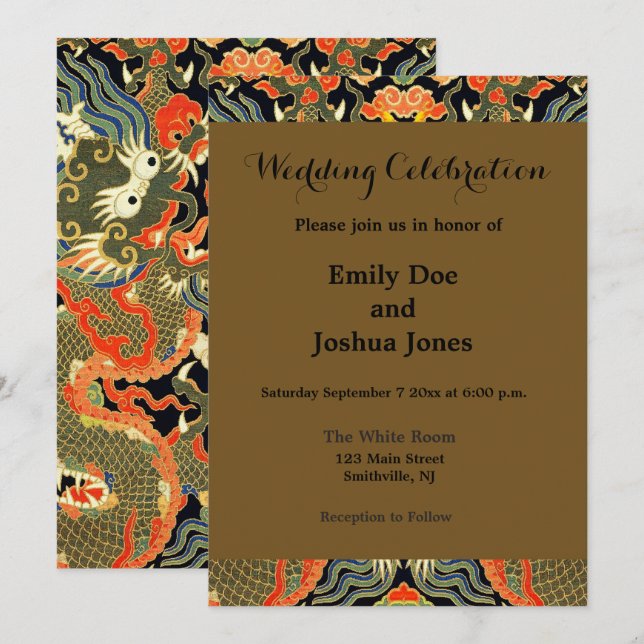 Kinesisk dragon Colorful Art Inbjudningar (Fram/baksida)