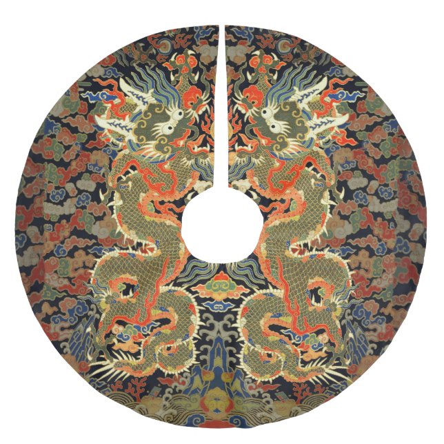 Kinesisk dragon Colorful Art Julgransmatta Borstad Polyester (Framsidan)