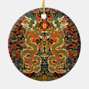 Kinesisk dragon Colorful Art Julgransprydnad Keramik