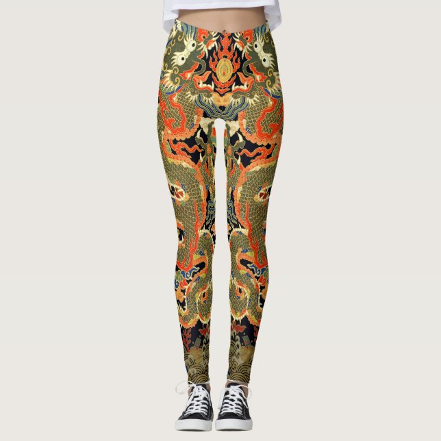 Kinesisk dragon Colorful Art Leggings (Framsida)