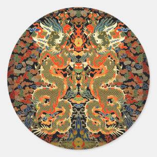 Kinesisk dragon Colorful Art Runt Klistermärke