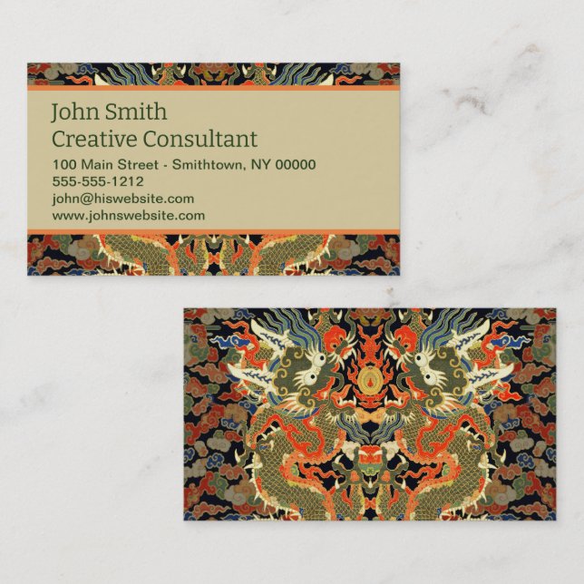 Kinesisk dragon Colorful Art Visitkort (Fram/baksida)