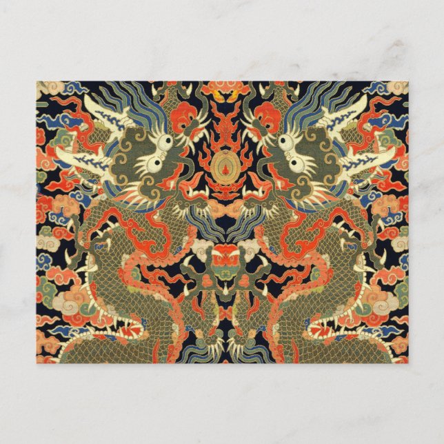 Kinesisk dragon Colorful Art Vykort (Framsida)