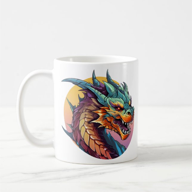 Kinesisk dragon Colorful Tecknad Kaffemugg (Vänster)