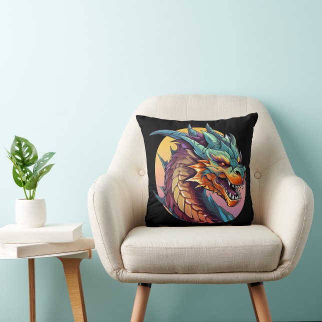 Kinesisk dragon Colorful Tecknad Kudde (Stol)