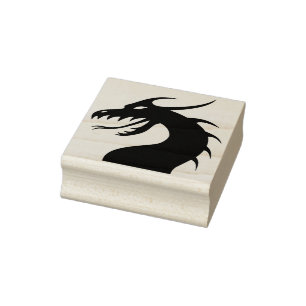 Kinesisk dragon head spegel silhouette art frimärk stämpel