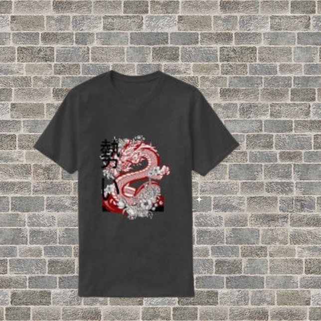 Kinesisk dragon, Pop Art Charcol Färg Manar T Shirt (Skapare uppladdad)