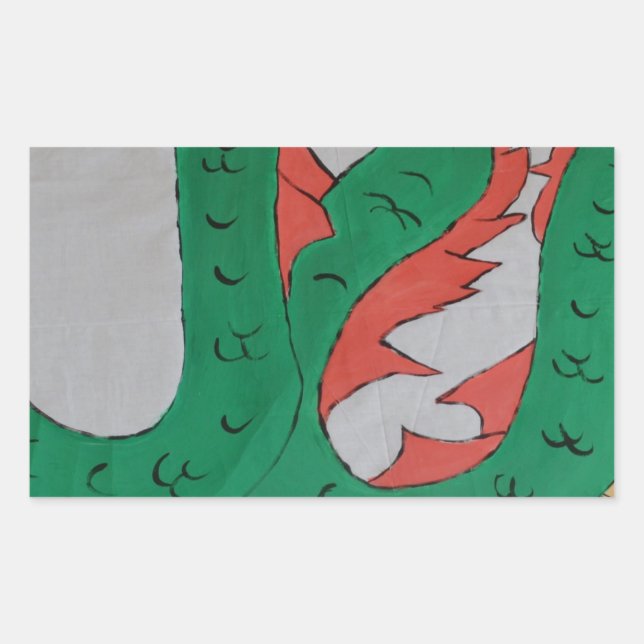 Kinesisk dragon rektangulärt klistermärke (Framsida)