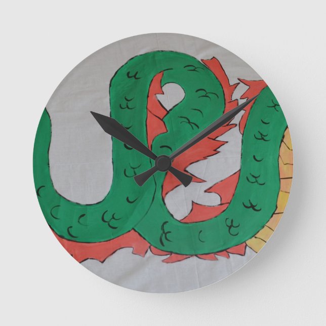 Kinesisk dragon rund klocka (Framsida)
