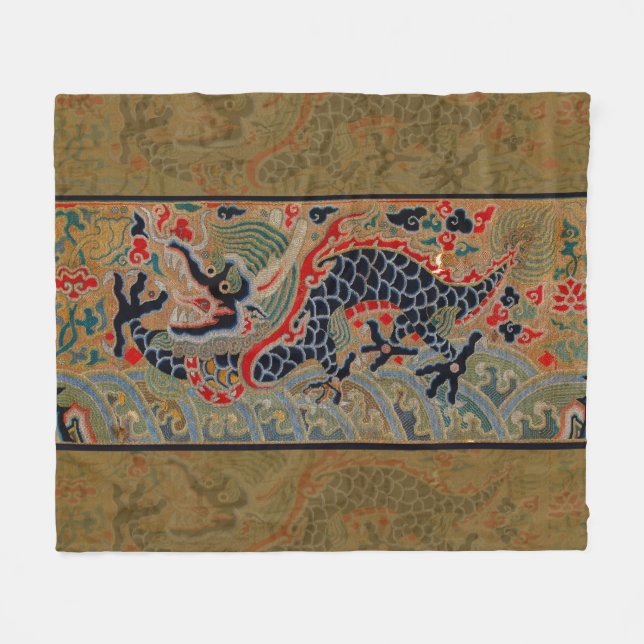Kinesisk Dragon Symbol Antique Asian Fleecefilt (Framsidan (Horisontell))