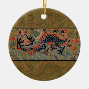 Kinesisk Dragon Symbol Antique Asian Julgransprydnad Keramik