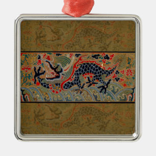 Kinesisk Dragon Symbol Antique Asian Julgransprydnad Metall