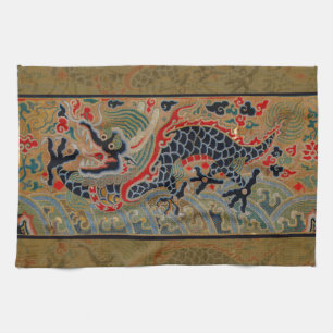 Kinesisk Dragon Symbol Antique Asian Kökshandduk