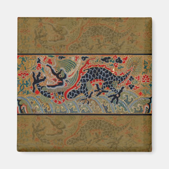 Kinesisk Dragon Symbol Antique Asian Magnet (Framsidan)