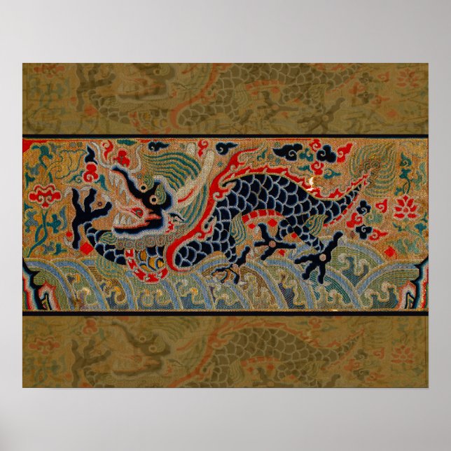 Kinesisk Dragon Symbol Antique Asian Poster (Framsidan)