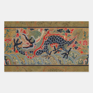 Kinesisk Dragon Symbol Antique Asian Rektangulärt Klistermärke