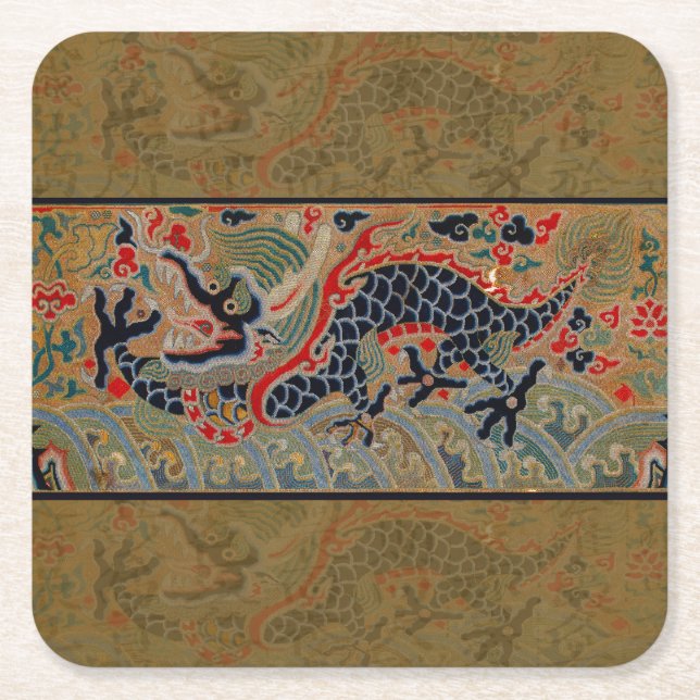 Kinesisk Dragon Symbol Antique Asian Underlägg Papper Kvadrat (Framsidan)