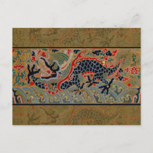Kinesisk Dragon Symbol Antique Asian Vykort