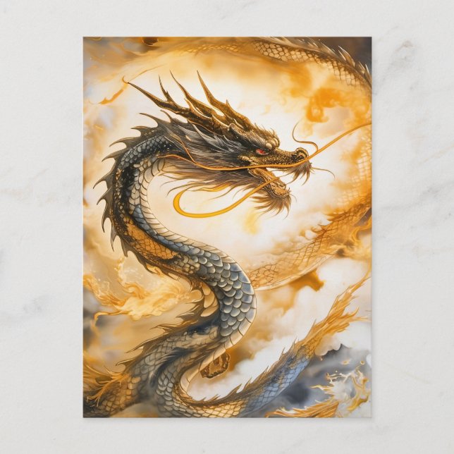Kinesisk dragon vykort (Framsida)