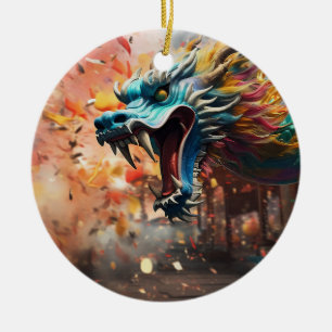 Kinesisk dragonsymbol 2024 julgransprydnad keramik