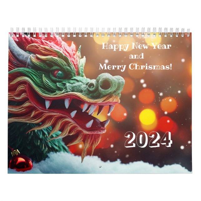 Kinesisk dragonsymbol 2024 kalender (Omslag)