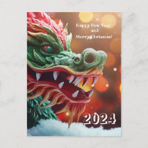 Kinesisk dragonsymbol 2024 vykort