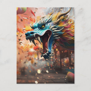 Kinesisk dragonsymbol 2024 vykort