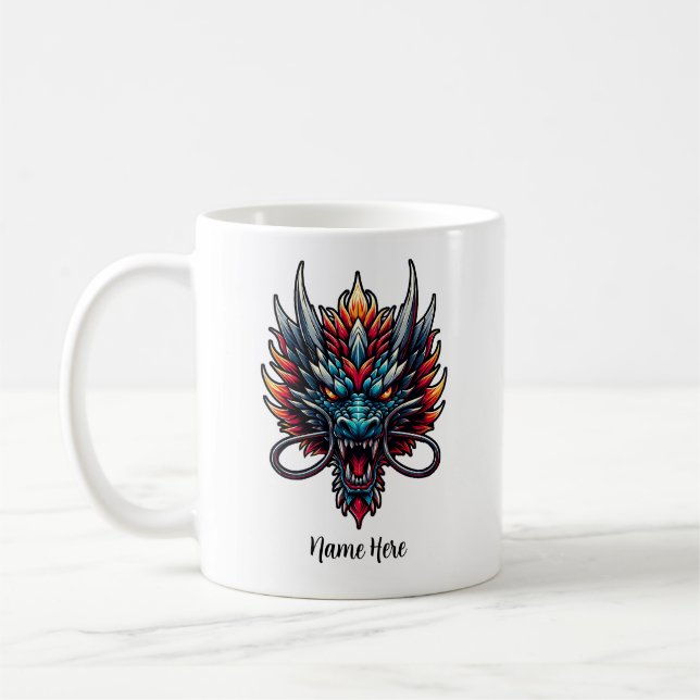 Kinesisk Drak Anpassat Namn Kaffemugg (Vänster)
