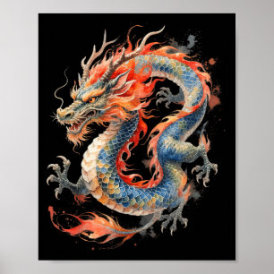 Kinesisk Drak Asiatisk Mytologi Zodiak Poster