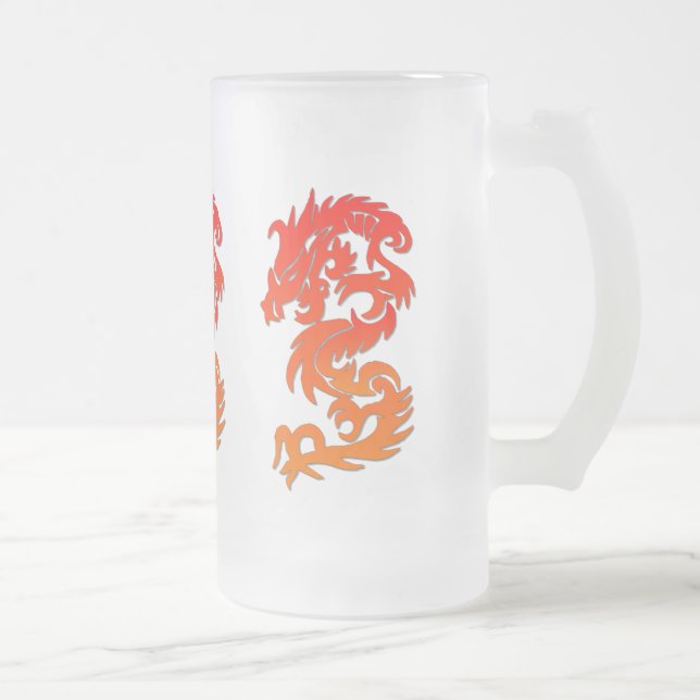 Kinesisk Drak Matt Glas Mugg (Höger)