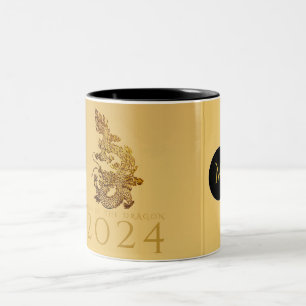 Kinesisk drakår 2024 Elegant Monogram 2TMug Två-Tonad Mugg