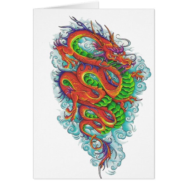Kinesisk drake 2 hälsningskort (Framsidan)