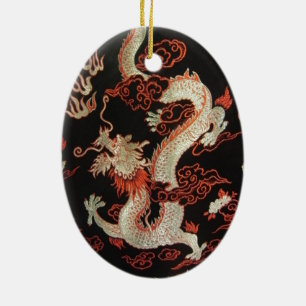 Kinesisk drake julgransprydnad keramik
