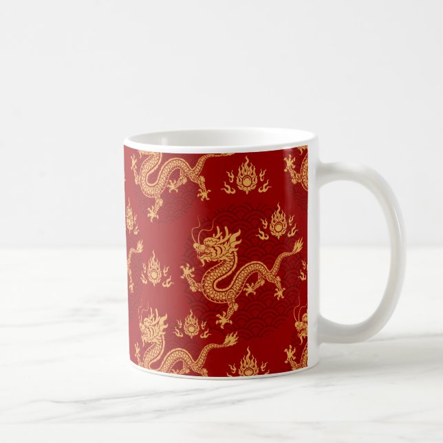 Kinesisk drake mönster Lunar år 2024 Kaffemugg (Höger)