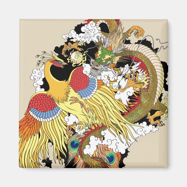 Kinesisk drake och foenix magnet (Framsidan)