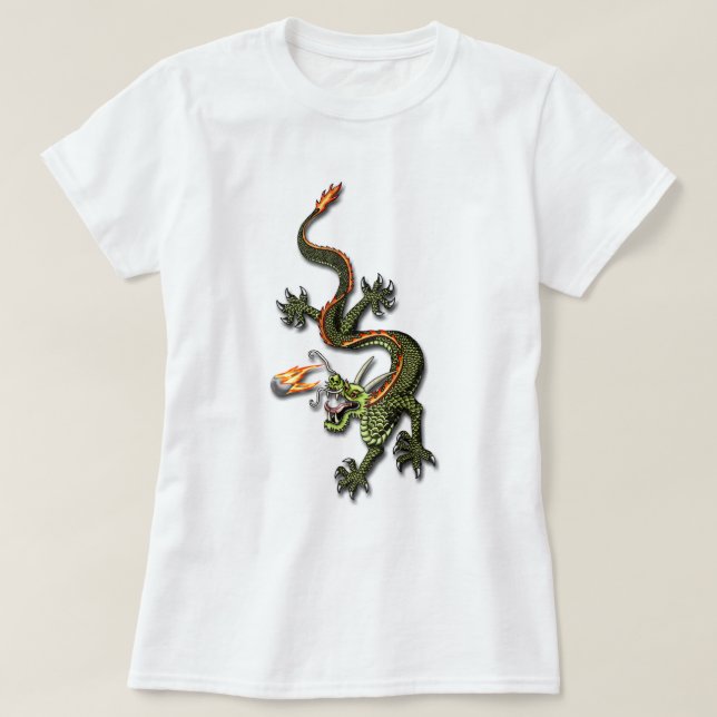 Kinesisk drake och pärla t-shirt (Design framsida)