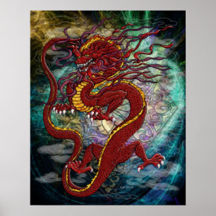 Kinesisk drakeaffisch poster